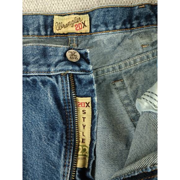 Wrangler 20X Style 22 Jeans Men's 35X37 Dark Washed Distressed Original Fit Tall - Picture 6 of 13